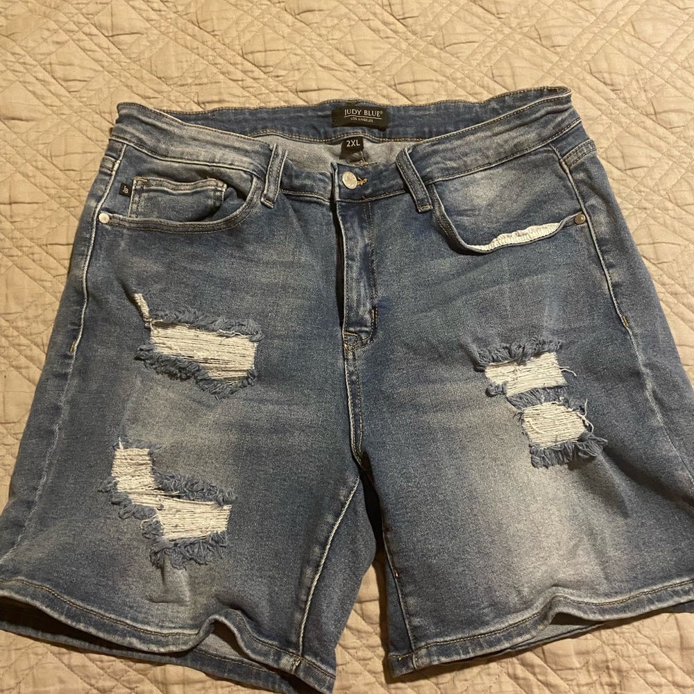 Judy blue distressed size 2x shorts.  Like new